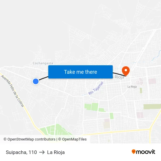 Suipacha, 110 to La Rioja map
