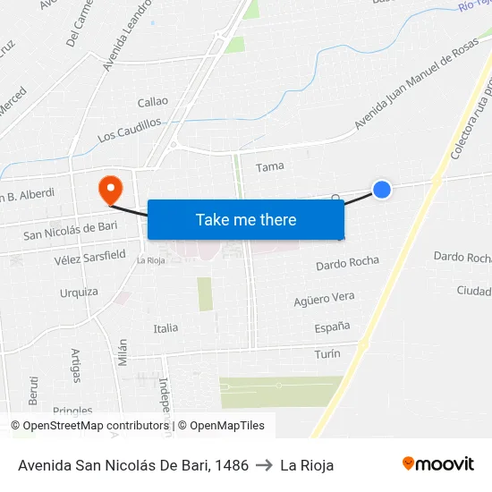 Avenida San Nicolás De Bari, 1486 to La Rioja map