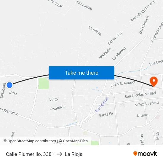 Calle Plumerillo, 3381 to La Rioja map