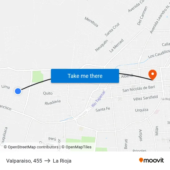 Valparaiso, 455 to La Rioja map