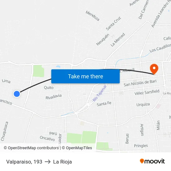Valparaiso, 193 to La Rioja map