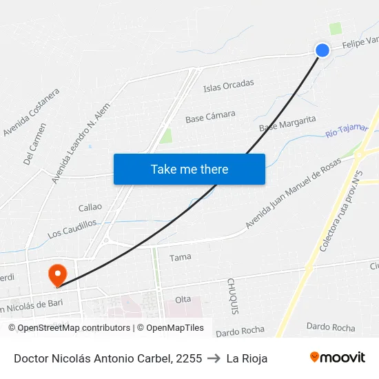 Doctor Nicolás Antonio Carbel, 2255 to La Rioja map