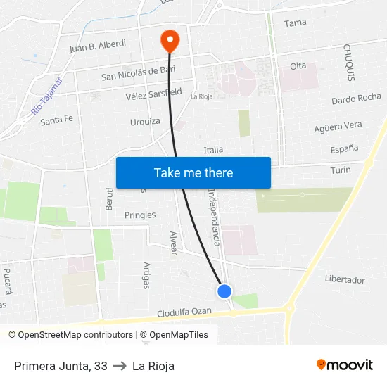 Primera Junta, 33 to La Rioja map