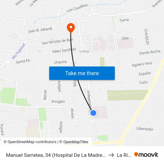 Manuel Sarratea, 34 (Hospital De La Madre Y El Niño) to La Rioja map