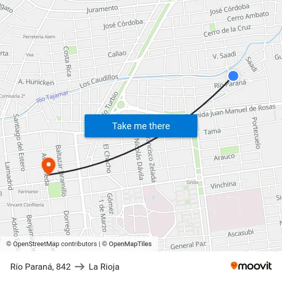 Río Paraná, 842 to La Rioja map