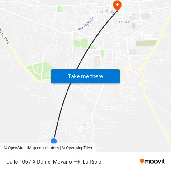 Calle 1057 X Daniel Moyano to La Rioja map