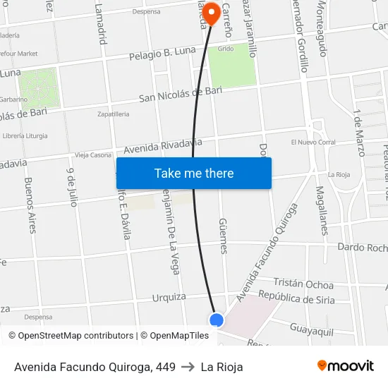 Avenida Facundo Quiroga, 449 to La Rioja map