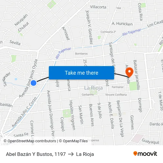 Abel Bazán Y Bustos, 1197 to La Rioja map