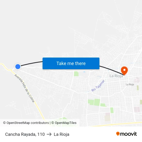 Cancha Rayada, 110 to La Rioja map