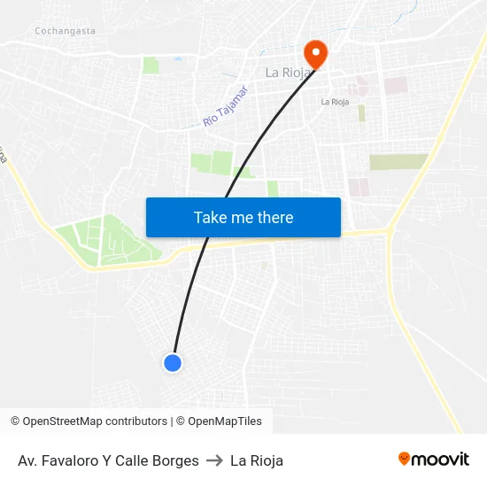 Av. Favaloro Y Calle Borges to La Rioja map