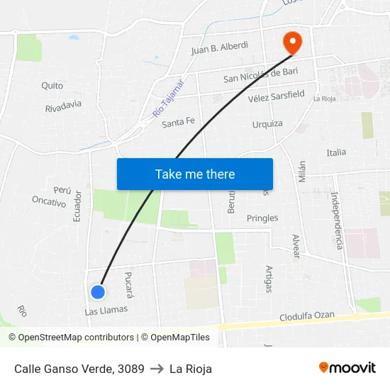 Calle Ganso Verde, 3089 to La Rioja map