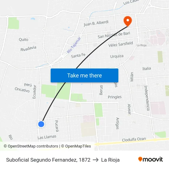 Suboficial Segundo Fernandez, 1872 to La Rioja map