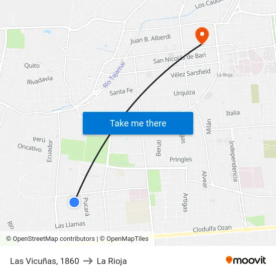 Las Vicuñas, 1860 to La Rioja map