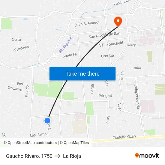 Gaucho Rivero, 1750 to La Rioja map