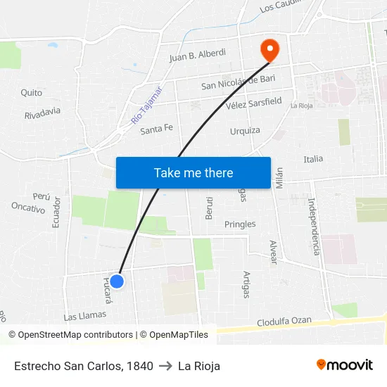 Estrecho San Carlos, 1840 to La Rioja map