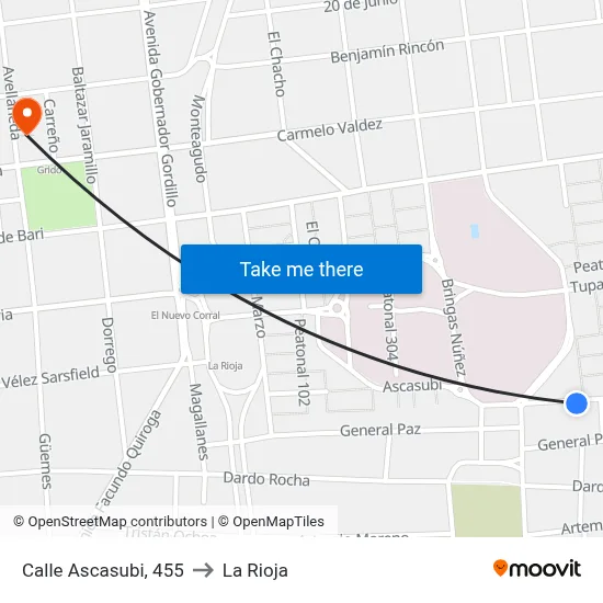Calle Ascasubi, 455 to La Rioja map