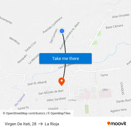 Virgen De Itatí, 28 to La Rioja map