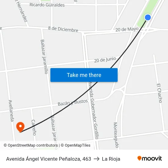 Avenida Ángel Vicente Peñaloza, 463 to La Rioja map