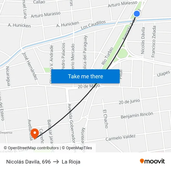 Nicolás Davila, 696 to La Rioja map