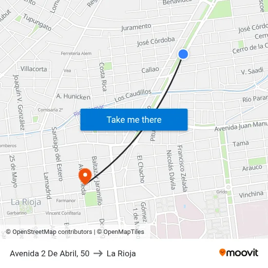 Avenida 2 De Abril, 50 to La Rioja map