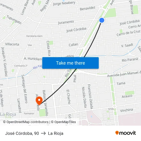 José Córdoba, 90 to La Rioja map