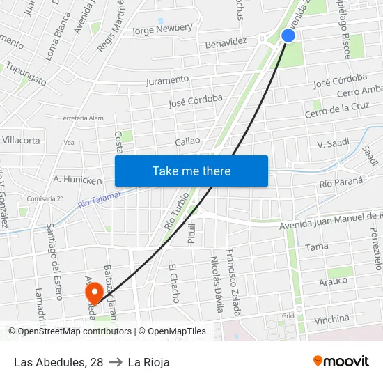 Las Abedules, 28 to La Rioja map