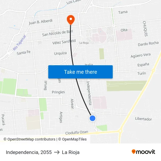 Independencia, 2055 to La Rioja map