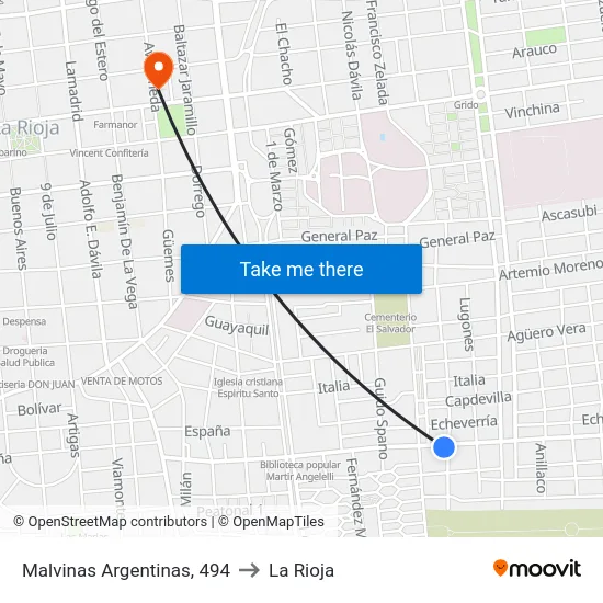 Malvinas Argentinas, 494 to La Rioja map