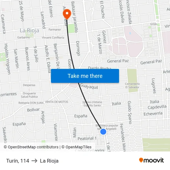 Turín, 114 to La Rioja map