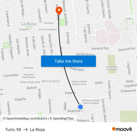 Turín, 98 to La Rioja map