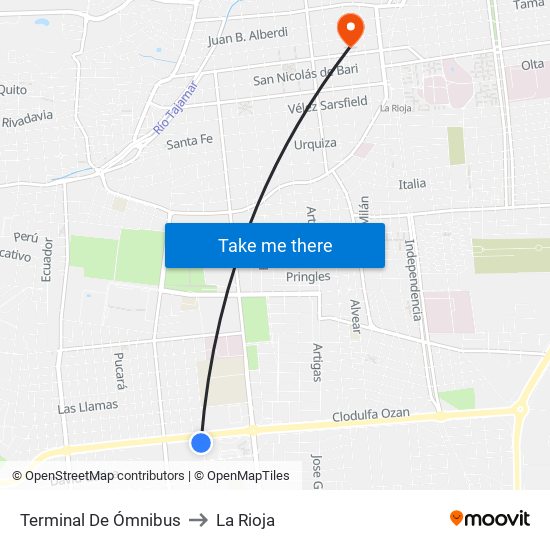 Terminal De Ómnibus to La Rioja map