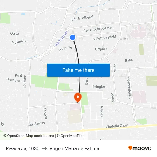 Rivadavia, 1030 to Virgen Maria de Fatima map