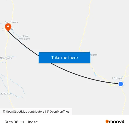 Ruta 38 to Undec map