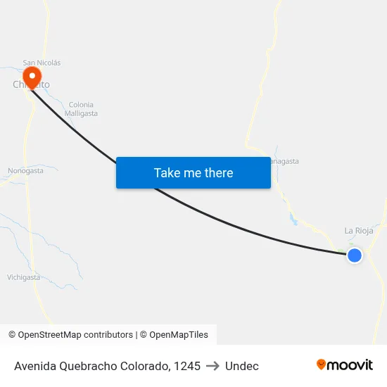 Avenida Quebracho Colorado, 1245 to Undec map