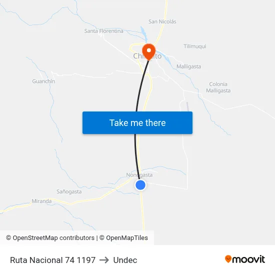 Ruta Nacional 74 1197 to Undec map