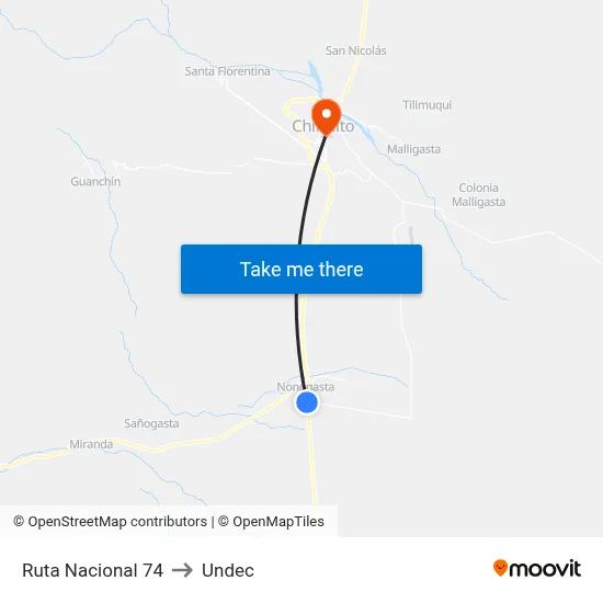 Ruta Nacional 74 to Undec map