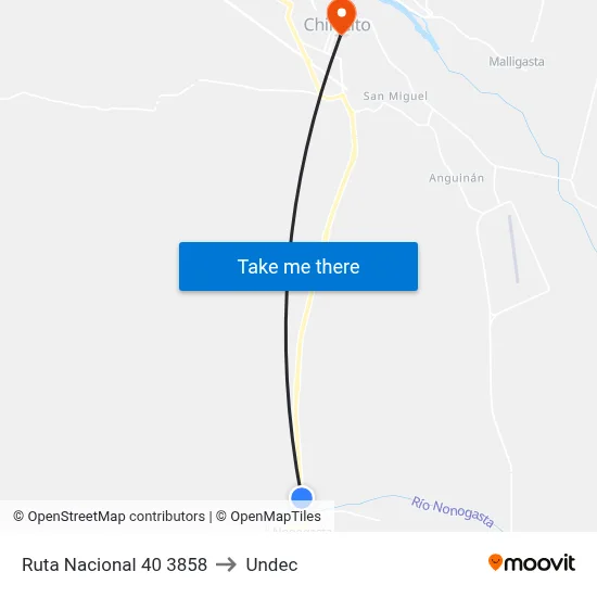 Ruta Nacional 40 3858 to Undec map