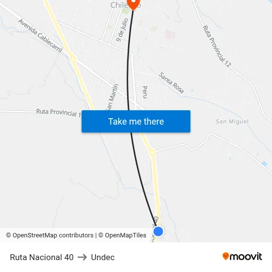 Ruta Nacional 40 to Undec map