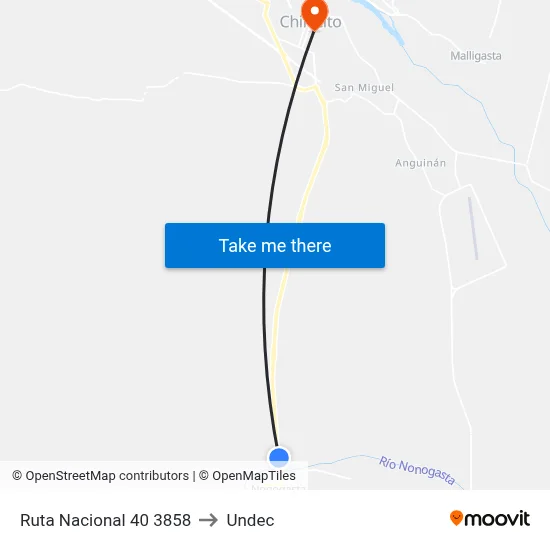 Ruta Nacional 40 3858 to Undec map