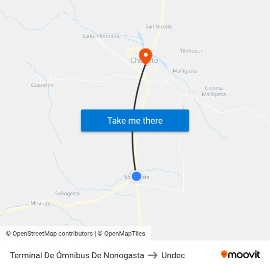 Terminal De Ómnibus De Nonogasta to Undec map