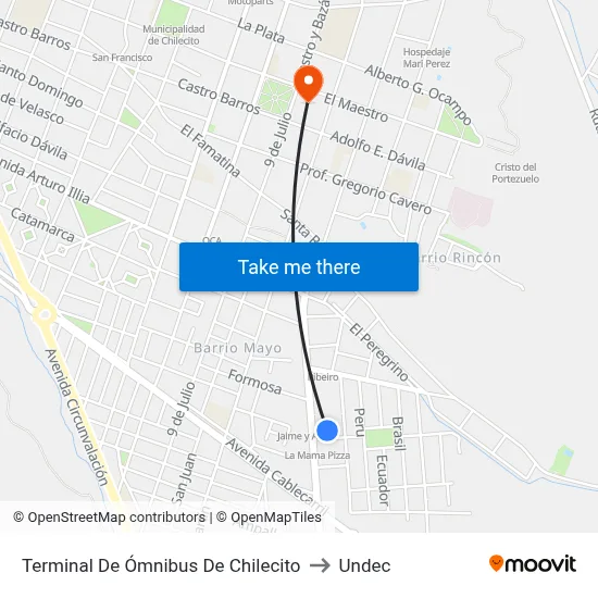Terminal De Ómnibus De Chilecito to Undec map
