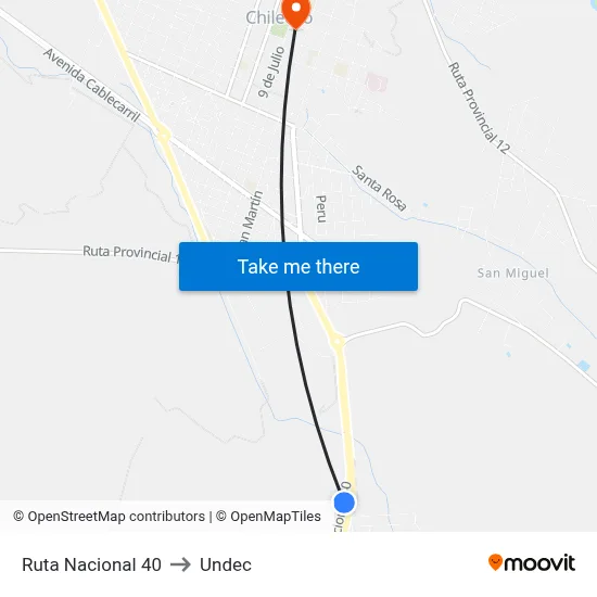 Ruta Nacional 40 to Undec map