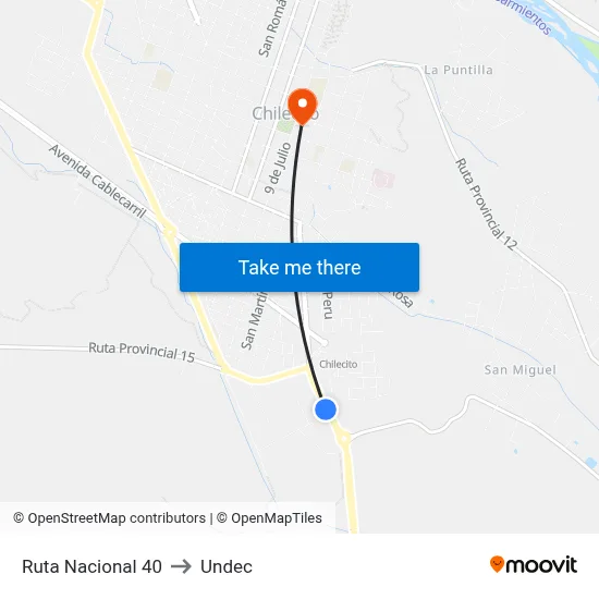Ruta Nacional 40 to Undec map
