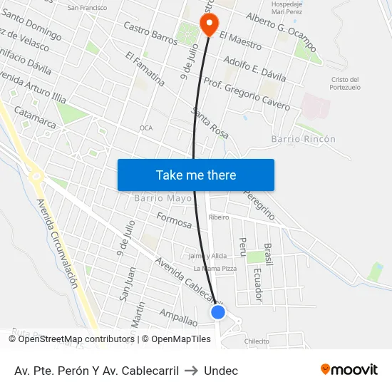 Av. Pte. Perón Y Av. Cablecarril to Undec map