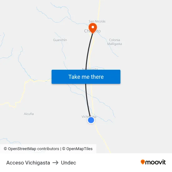 Acceso Vichigasta to Undec map