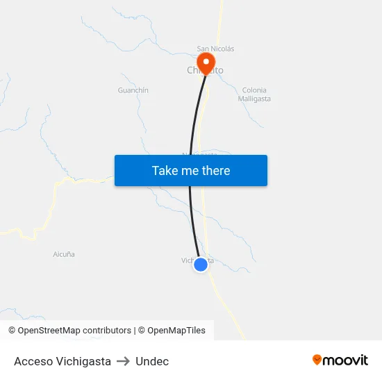 Acceso Vichigasta to Undec map