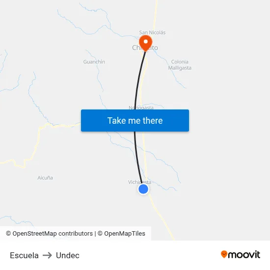 Escuela to Undec map