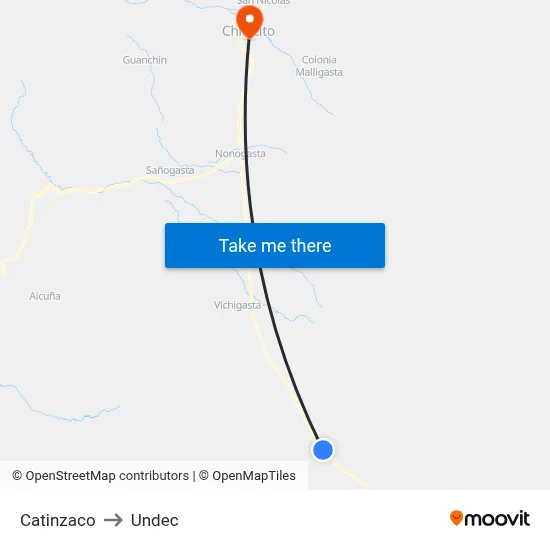 Catinzaco to Undec map