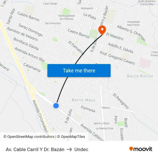 Av. Cable Carril Y Dr. Bazán to Undec map