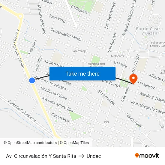 Av. Circunvalación Y Santa Rita to Undec map